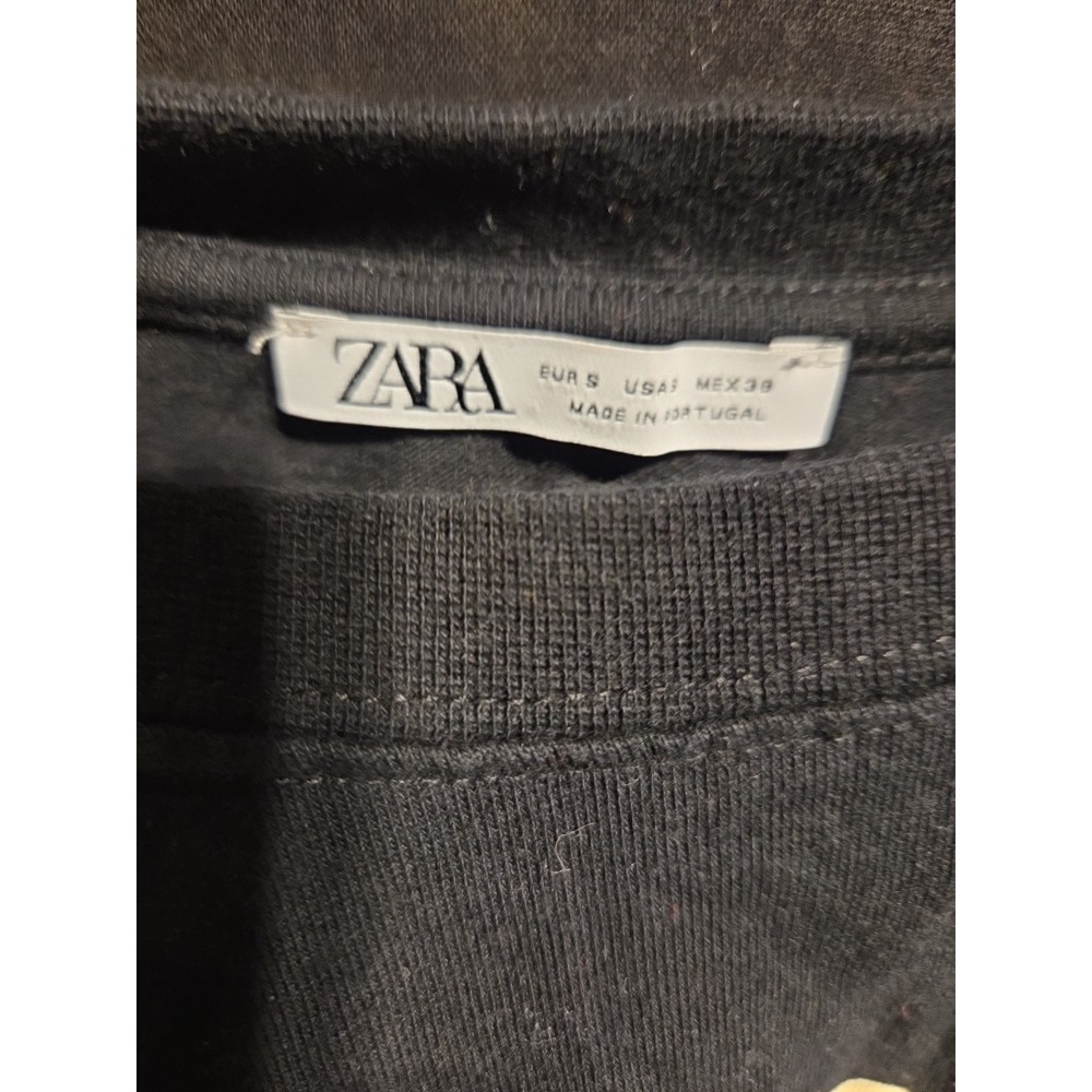 Zara Always Making Friends Simple Blacknlong Sleeve T-shirt Size Small - Picture 3 of 4